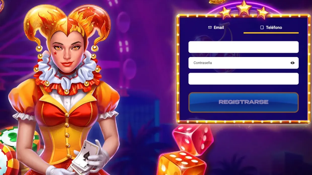 El Joker de Mostbet junto al formulario de registro con email y teléfono